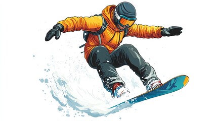 a 2D cartoon illustration of a person enjoying a mountain view from a tent, peaceful and scenic, white background--ar 16:9