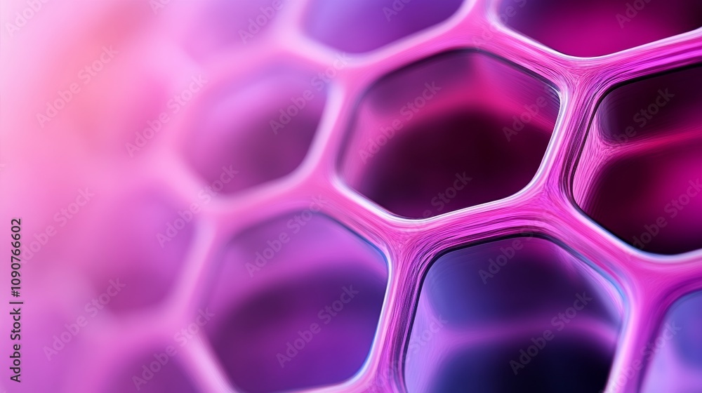 Poster close up of a pink and purple object with a lot of detail. the object is made up of many small squar