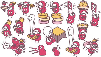 年賀状素材　ダルマ　キャラクターイラスト