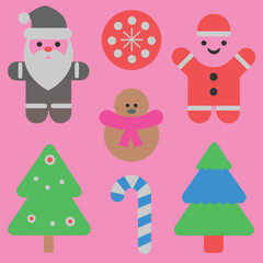 set of christmas elements