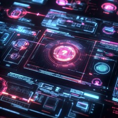 Obraz premium Futuristic Cyber Safety Interface with Holographic Icons