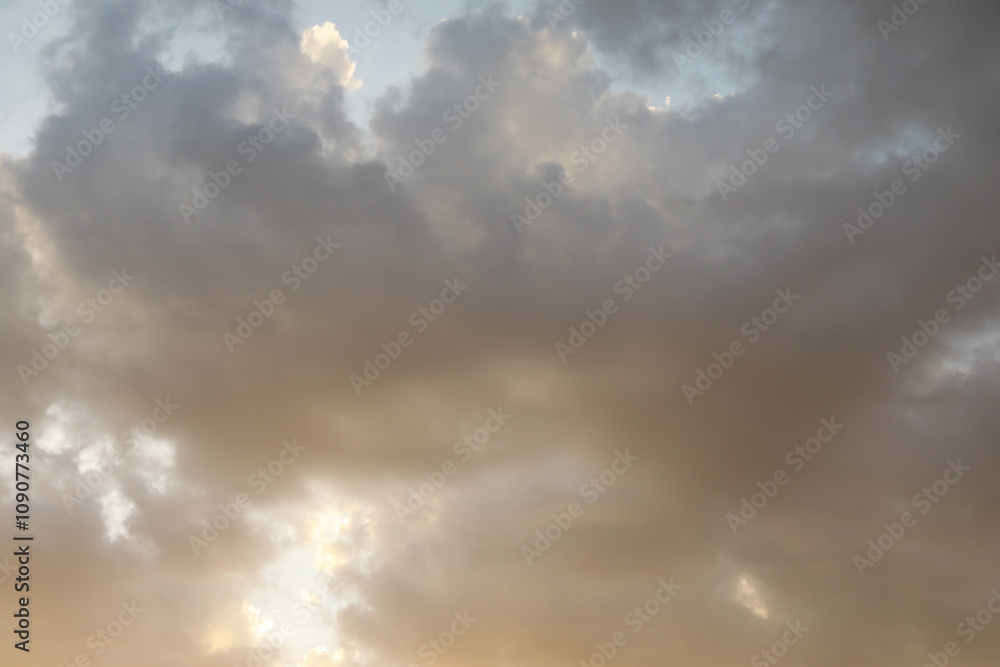 Wall mural beautiful view of sky with fluffy clouds