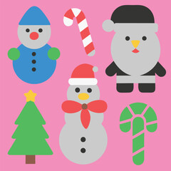 set of christmas elements