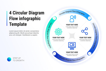 4 Circular Diagram Flow Infographic template