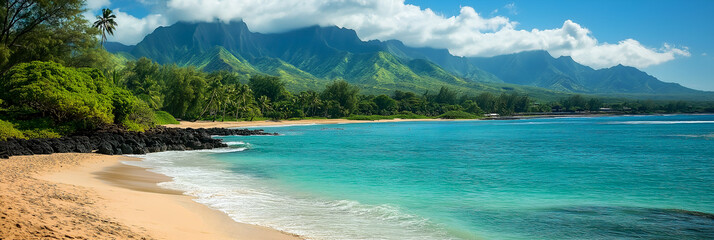 Obraz premium Secluded beach with clear turquoise water.