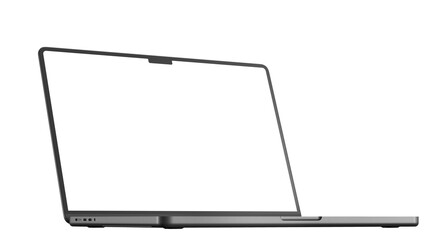 Mockup laptop on transparent background and screens for web design and UX/UI presentation. Side view and Space black color.