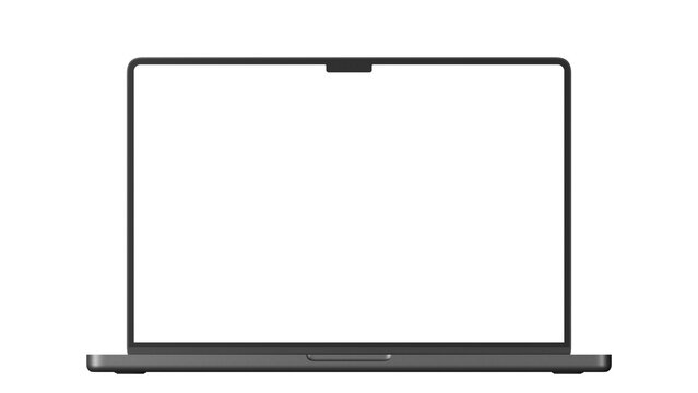 Mockup MacBook Pro 16 inch on an isolated background for web design and UX/UI presentation. Front view with transparent screens.