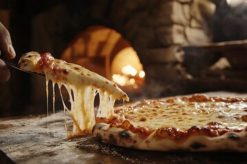 Wood-fired slice cheese pizza, fresh from the oven. Perfect for food lovers. pizza ideas