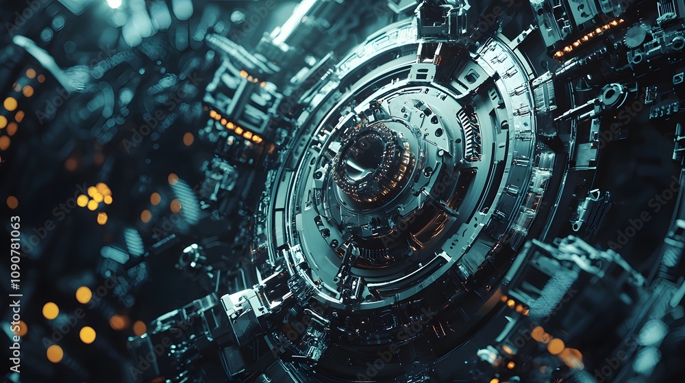 Poster Dynamic circuit design futuristic lab digital art high-tech environment close-up perspective advanced technology