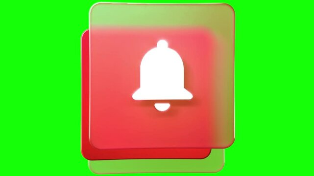 Red Bell icon animation in Green screen background 