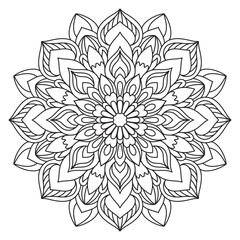Vector abstract hand drawn mandala pattern. Decorative circle ornament in ethnic oriental style. Monochrome contour mandala for coloring book. wall paper, t-shirt prints, tatto.