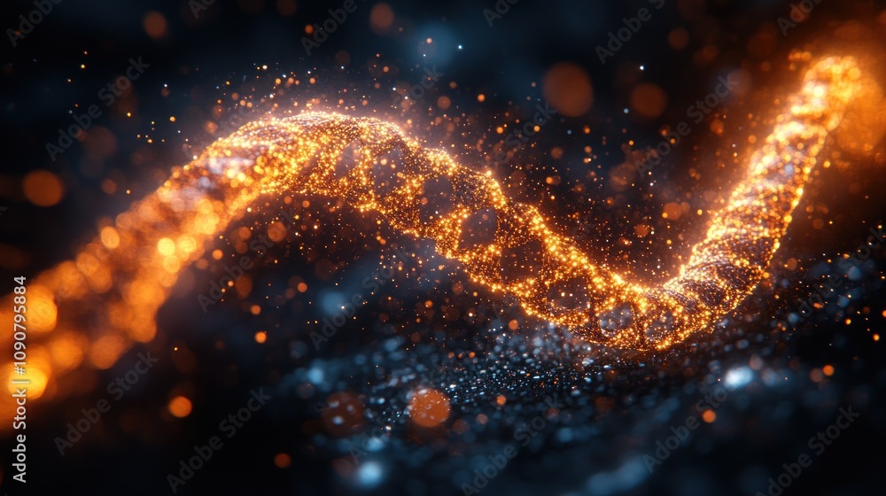 Aufkleber abstract representation of a dna strand with glowing particles.