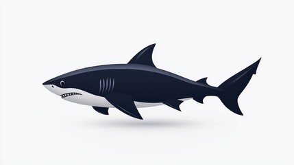 Fototapeta premium 3D Render of Cartoon Shark Swimming on White Background