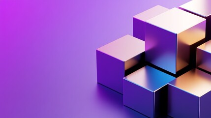 Fototapeta premium Mesmerizing purple and blue cube with light reflection, a modern abstract art composition for digital, futuristic, minimalist design.