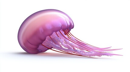 Fototapeta premium 3D Render of Pink Jellyfish on White Background