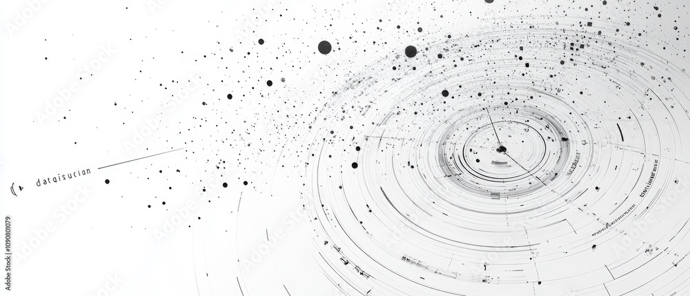 Poster abstract swirling digital data visualization.
