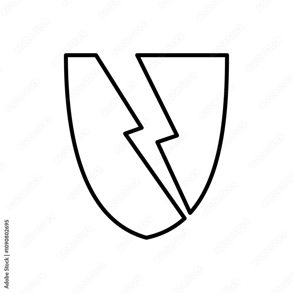 Poster Broken shield icon web design in vector