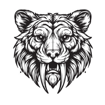 recommend clip art: Sabertooth tiger head logo vector ilustration art