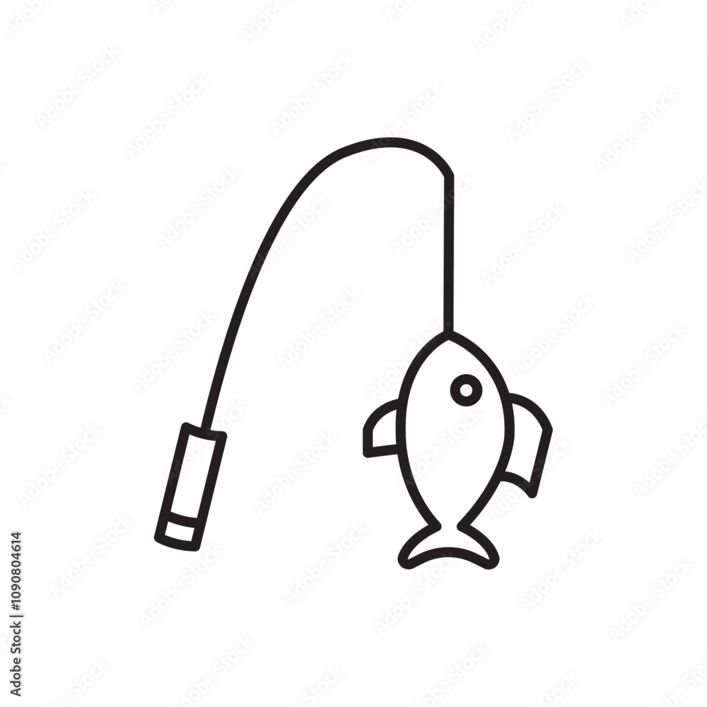 Poster fishing icon web design in vector