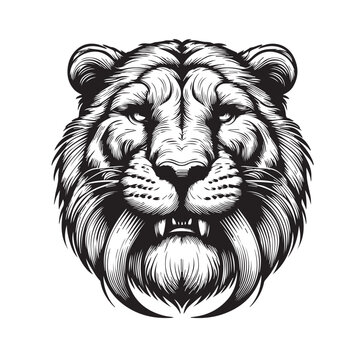 recommend clip art: Sabertooth tiger head logo vector ilustration art