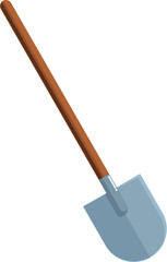 Metal shovel with wooden handle, gardening or construction tool for digging and moving earth © nsit0108