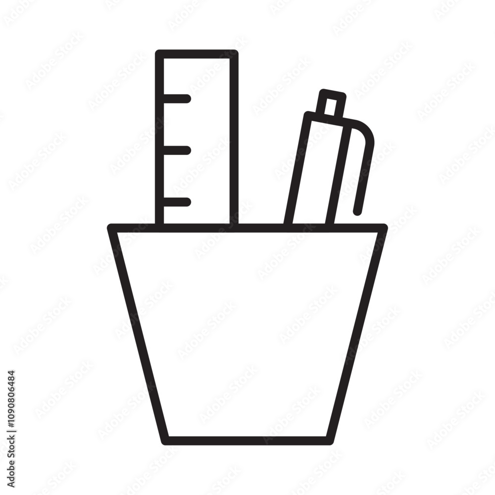 Poster pencil holder icon web design in vector