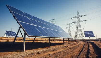 High Voltage Power Lines Over Open Fields