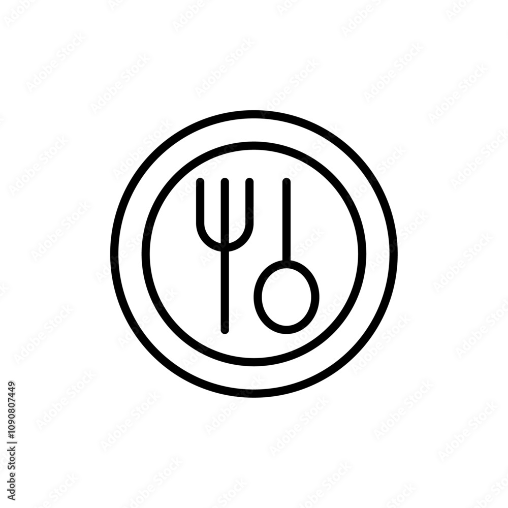 Aufkleber Spoon and fork icon web design in vector