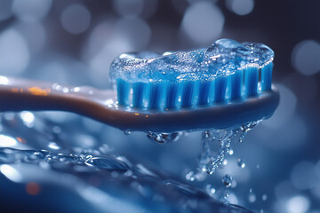 Close-Up of a Toothbrush with Toothpaste