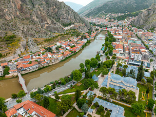 Fascinating view of the city of Amasya, also known as the city of princes. wonderful clouds coming...