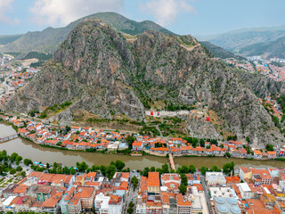 Fascinating view of the city of Amasya, also known as the city of princes. wonderful clouds coming...