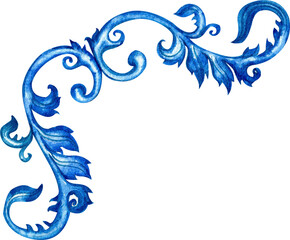 Handdrawn leafy frame design for decoration watercolor