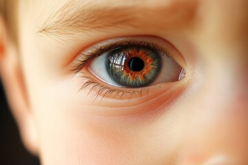 Naklejka premium Child's Eye: Innocence and Wonder - Close-up of a baby's eye, capturing innocence, curiosity, beauty, and the wonder of childhood. A captivating image for stock use.