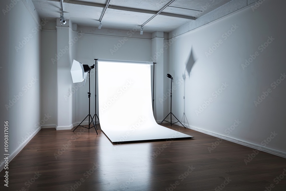 Poster abstract white studio room with light and shadow for product display