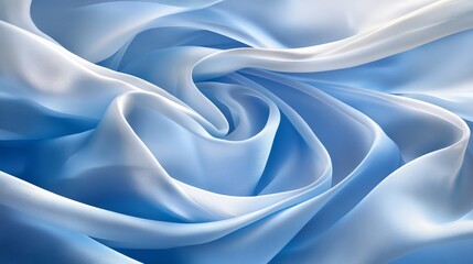 Obraz premium Cool Blue Abstract Background, Wavy Delicate Silk Fabric Texture, Mix of Light and Dark Shades