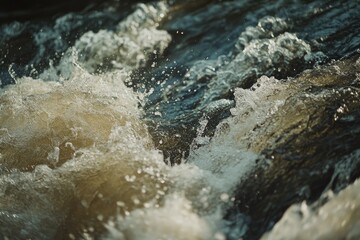 Close-up of Foamy Water in a Stream
