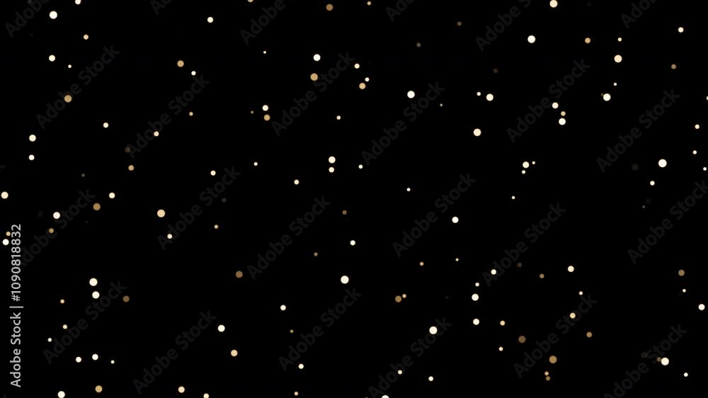 Poster animation loop falling white orange bokeh particles on black abstract background