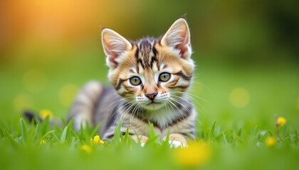 Obraz premium Precious Kitten in a Lush Green Meadow