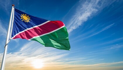 ナミビアの国旗(waving national flag of Namibia.)
