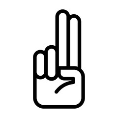 Obraz premium Two finger icon in black, outine style and transparent background