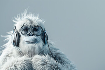 Huge fantasy yeti character in beautiful outdoor nature background