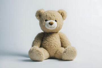 Obraz premium Cute Teddy Bear Sitting on White Background