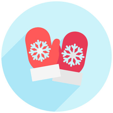 recommend clip art: mittens rounded color icon. use for modern concept, print, UI, UX kit, web and app development. Vector EPS 10, related to winter, cold season.