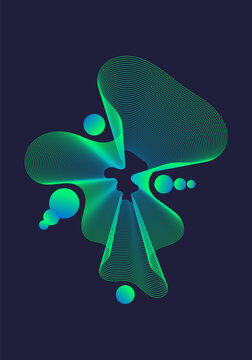 organic liear shape flowing lines and gradient and against dark background.