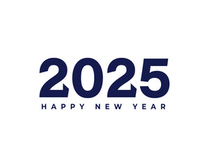 Happy New Year 2025 text design. Vector illustration isolated on white background.