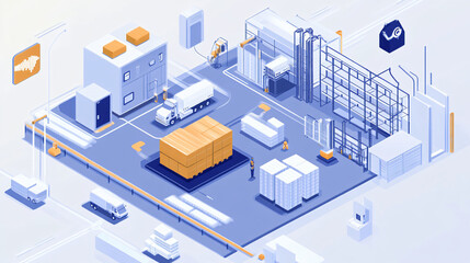 Obraz premium Deploying IoT sensors to track real-time production status and manage factory logisticsDeploying IoT sensors to track real-time production status and manage factory logistics