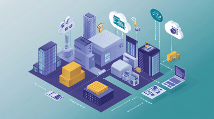 Obraz premium Deploying IoT systems to gather real-time data for machine performance and predictive maintenance in factoriesDeploying IoT systems to gather real-time data for machine performance and predictive main