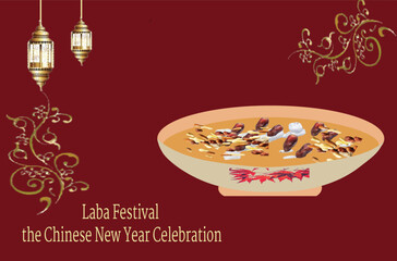 Laba festival Chinese style red festival background