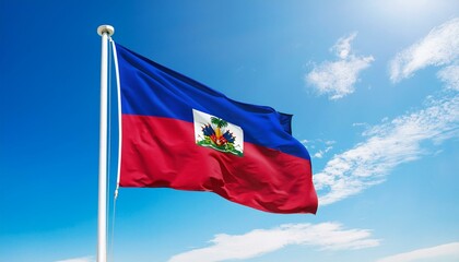 Naklejka premium ハイチの国旗(waving national flag of Haiti.) 