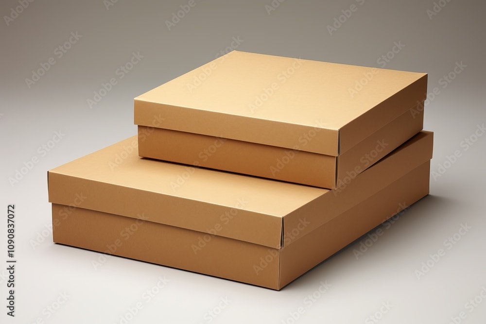 Aufkleber crafting elegance with simple cardboard boxes on a minimalist backdrop. generative ai